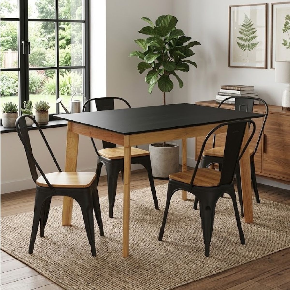 Juego De Comedor Barulich Mesa + 4 Sillas Tolix Colores Varios